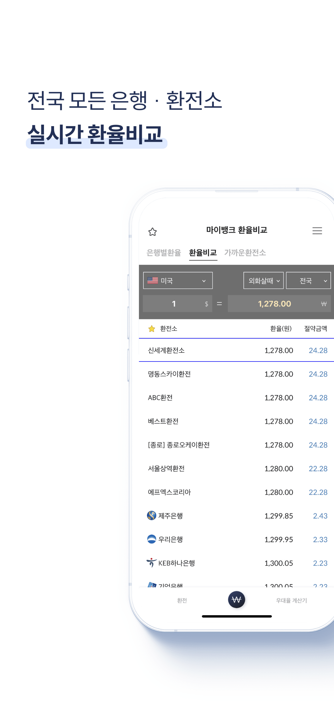 마이뱅크 실시간 환율비교